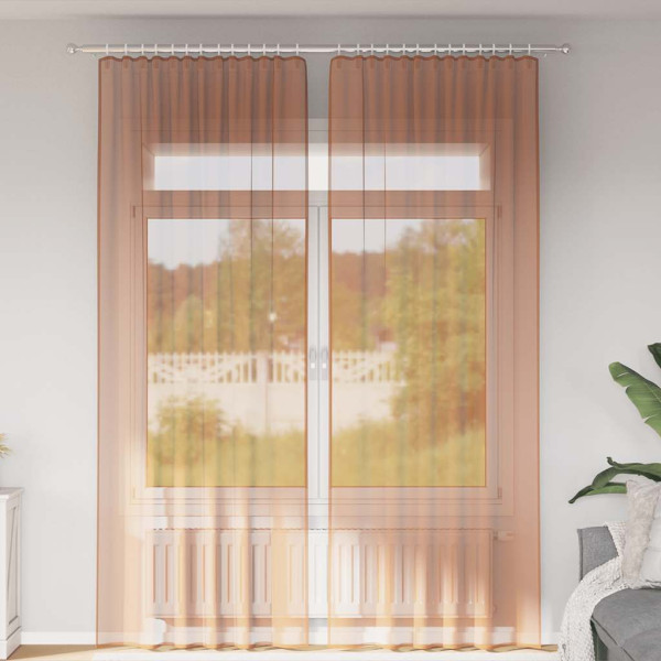 Cortinas de gasa con trabillas 2 uds terracota 140x260 cm D