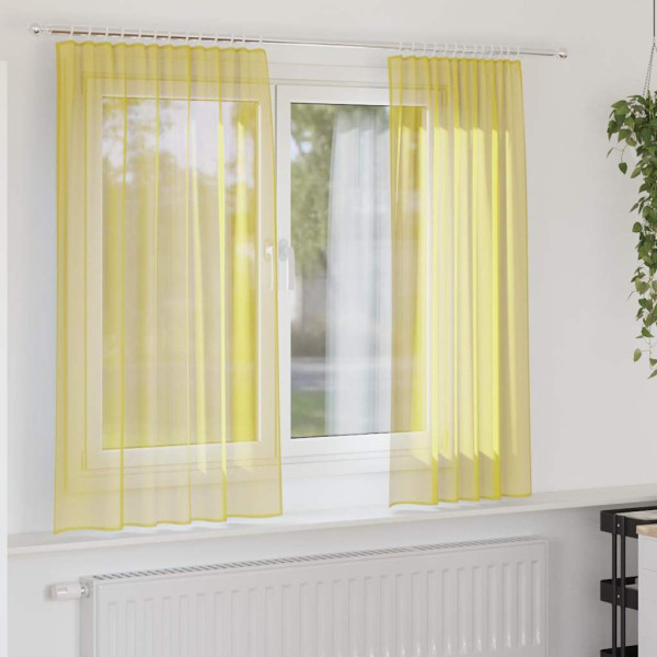 Cortinas de gasa con trabillas 2 uds amarillo 140x175 cm D