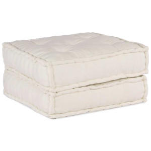 Puff modular de tela color crema 70x70x36 D