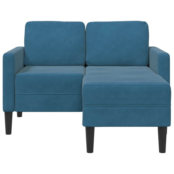 Sofá 2 plazas con chaise longue en forma L azul 125 cm M 4
