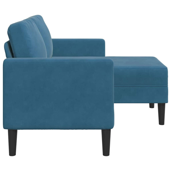 Sofá 2 plazas con chaise longue en forma L azul 125 cm M 5