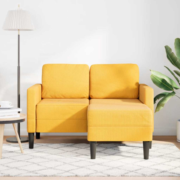 Sofá 2 lugares com chaise longue em L amarelo claro 125cm D