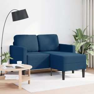 Sofá de 2 plazas con chaise longue en forma L Tela Azul 125 cm D