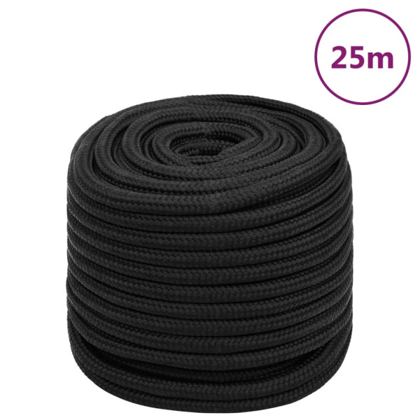 Cordas de barco de polipropileno preto intenso 16 mm 25 m D