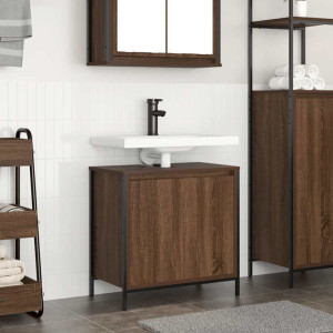 Mueble de baño con lavabo de roble marrón 60x34.5x60 cm D