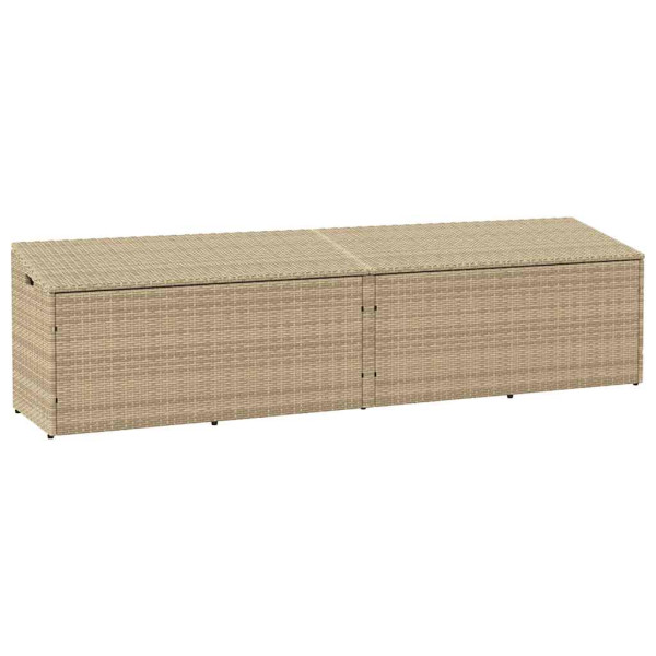 Caixa de armazenamento de jardim rattan bege 220x50x58 cm D