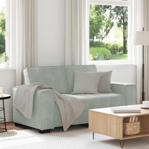 Sofá de 2 plazas de terciopelo gris claro 120 cm D