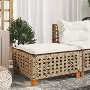 Banco de jardim e almofada rattan sintético bege 63,5x56x32 cm D