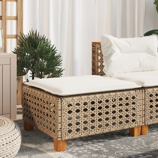 Banco de jardim e almofada rattan sintético bege 63,5x56x32 cm D