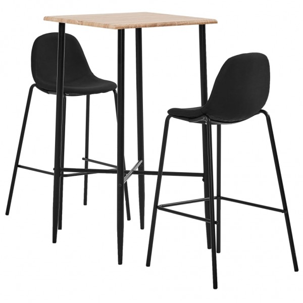 Conjunto de mesa alta e bancos 3 peças tecido preto D