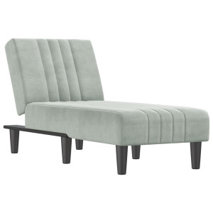 Chaise longue veludo cinzento-claro H