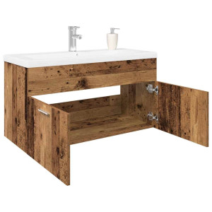 Mueble para lavabo con lavabo incorporado madera vieja D