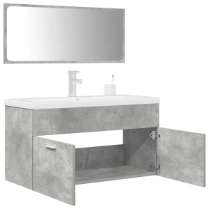 Set muebles de baño 2 piezas madera contrachapada gris hormigón D