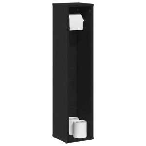 Mueble de baño con portarrollos negro 20.5x20x90 cm D