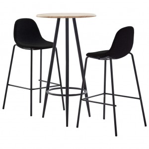Conjunto de mesa alta e bancos 3 peças tecido preto D