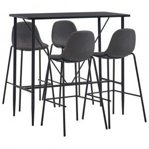 Conjunto de mesa alta e bancos 5 peças tecido cinza escuro D