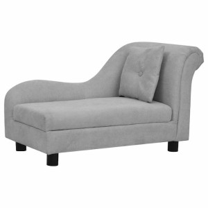 Sofá para perros con almohada gris felpa 83x44x44 cm D