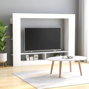 Mueble para TV madera contrachapada blanco 152x22x113 cm D