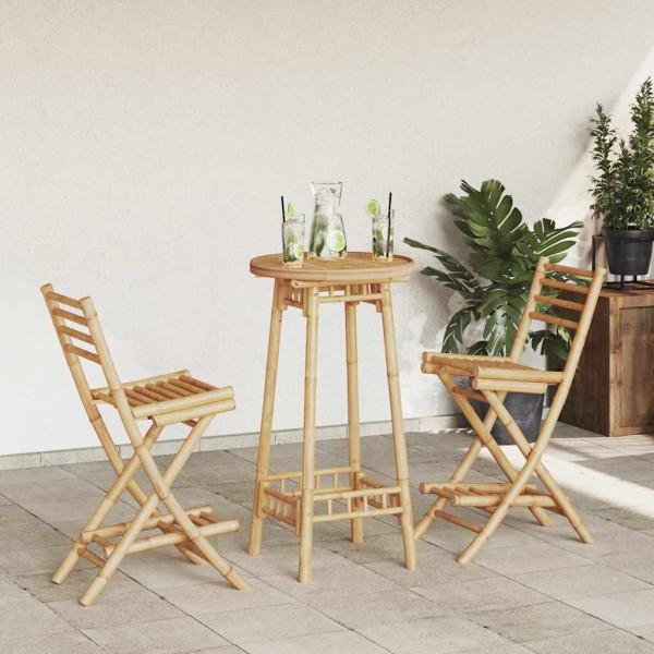 Conjunto de bar para exterior de 3 piezas plegable de bambú D