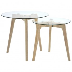 Conjunto de mesa lateral de vidro temperado de 2 peças D