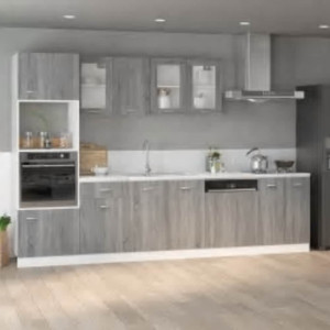 Armario de microondas “Lyon” contrachapada gris Sonoma D