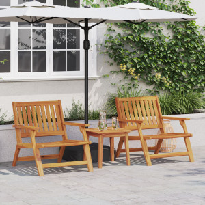 Sillas de Jardín  con Mesa 3 pcs de Madera Sólida de Acacia D