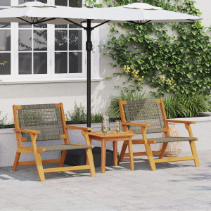 Sillas de Jardín  con Mesa 3 pcs Gris Madera Maciza de Acacia D