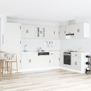 Gabinete de cocina  Kalmar con doble fregadero de madera blanca D