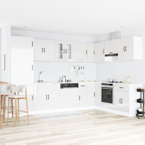 Gabinete de Cocina  Kalmar con Doble Lavabo Alta Brillo Blanco Madera Elaborada D