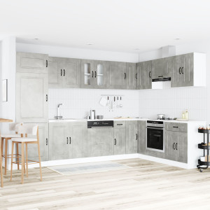 Armario de Cocina  Kalmar con Doble Fregadero Gris Concreto Madera Elaborada D