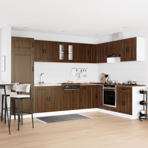 Gabinete de Cocina  Kalmar con Doble Fregadero Madera de Roble D