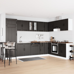 Gabinete de Cocina  Lucca con Juegos de Doble Fregadero de Madera Negra D