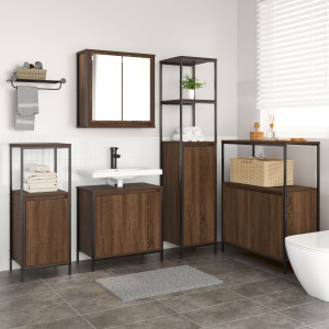 Conjunto de Muebles para Baño de 5 Piezas en Madera de Roble Marrón D