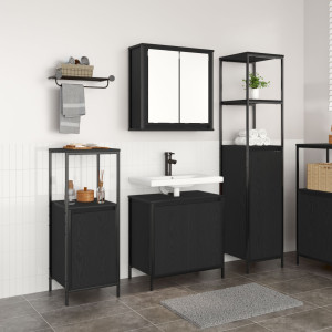 Juego de Muebles de Baño de 3 Piezas de  en Madera Ingenierada de Roble Negro D