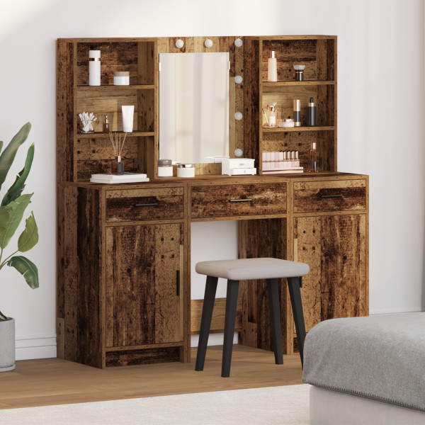 Conjunto de Mesa de Tocador Set de 3 Madera Vieja Madera Elaborada D