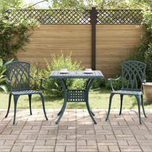Conjunto de Bistro de Jardín de 3 Piezas  Verde en Aluminio Fundido D