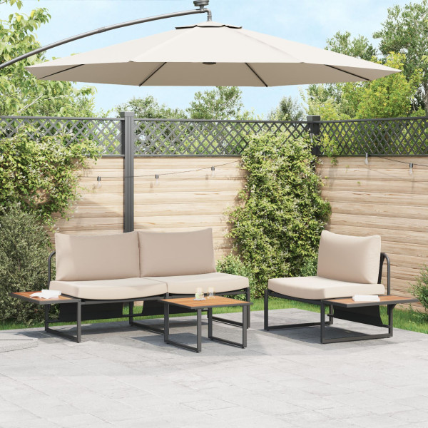 Conjunto de sofá de jardín de 3 piezas con cojines taupe Conjunto de sofá de jardín de 3 piezas con cojines taupe D