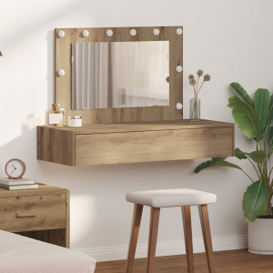Mesa de tocador colgante  con luces LED en Roble Artisan D