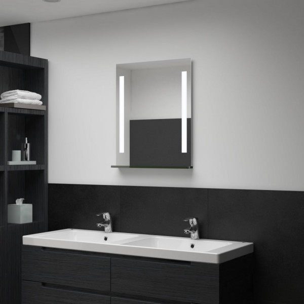 Espelho de parede de banheiro com LED e estante 50x70 cm D