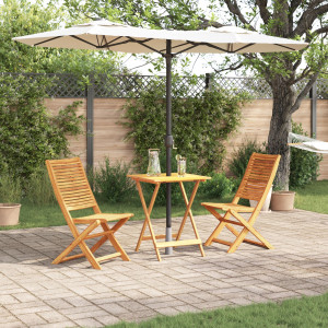 Conjunto de Bistro Plegable de 3 Piezas de Madera de Acacia Sólida D