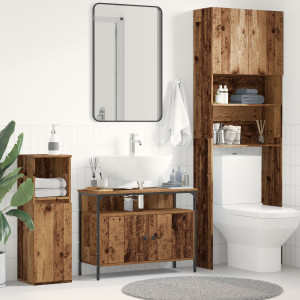 Gabinete de Lavabo de Baño  de Madera Vieja 80x30x60 cm de Madera Ingenierizada D