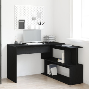 Escritorio  Negro Roble 200x50x76 cm Madera Elaborada D