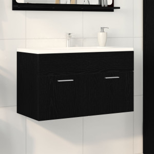 Gabinete de lavabo para baño  negro roble 80x38.5x46 cm de madera D