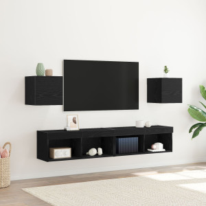 Gabinetes de TV Montados en la Pared  2 pcs Negro Roble 30.5x30x30 cm D