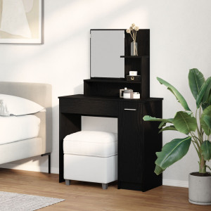 Mesa de Tocador de Roble Negro con Espejo - 86.5 x 35 x 136 cm D