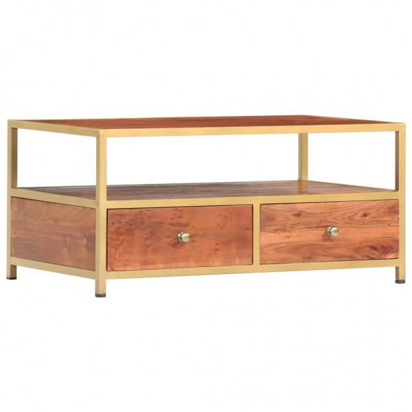 Mesa de centro de madeira maciça de acácia 90x50x40 cm D