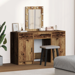 Set de tocador de 3 piezas  con LED de madera envejecida D