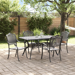 Set de 3 Negro Aluminio Fundido Mesa para 4 Personas Duradera D