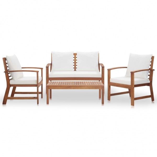 4 pcs conjunto lounge de jardim c/ almofadões acácia maciça M 2