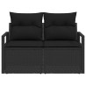 Sofá de jardín de 2 plazas con almacenamiento y cojines de ratán negro 5